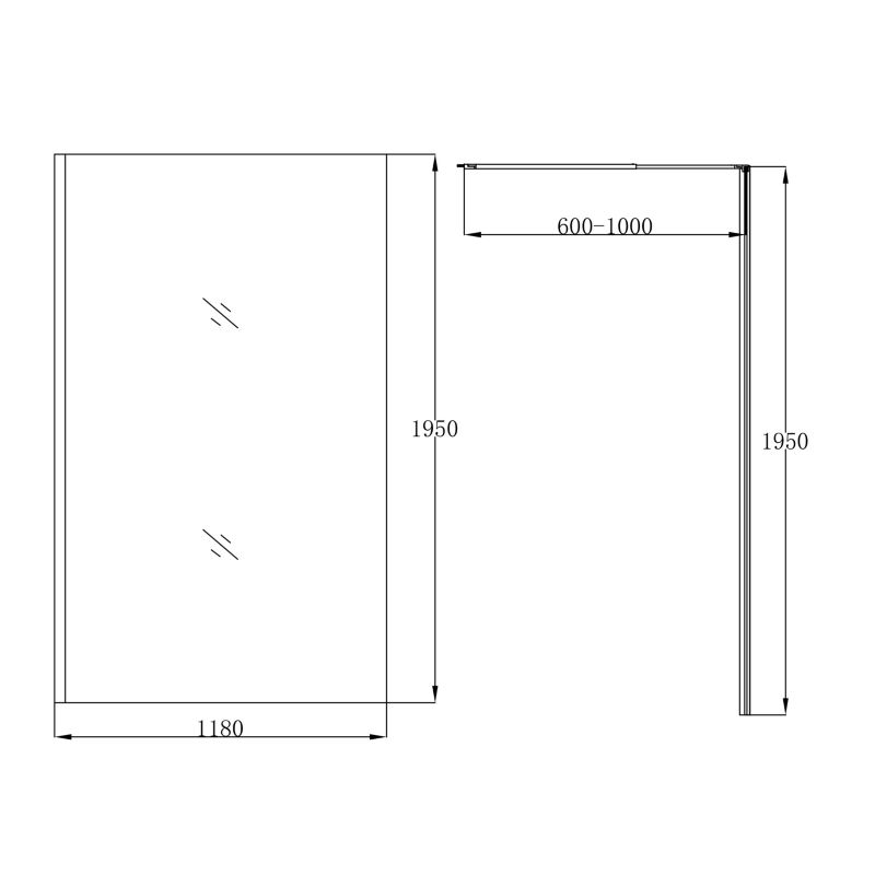 Walk-in Brusevæg 120 cm Chrom Gennemsigtig