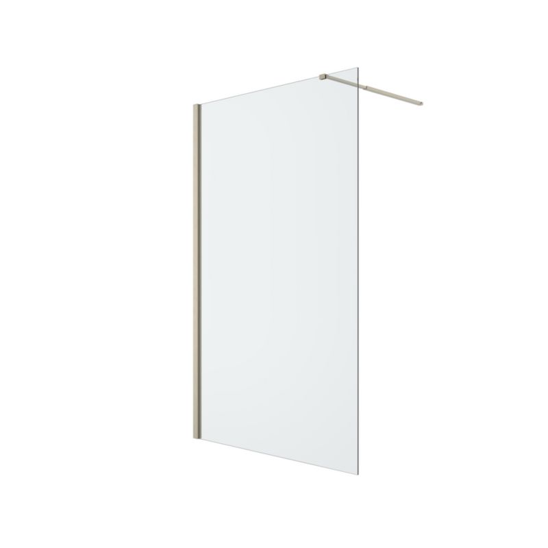Walk-in Brusevæg 120 cm Guld Børstet / Transparent Glas