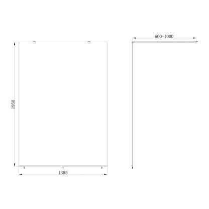 Walk-in Brusevæg i Hærdet Glas 140x195 cm Krom/Transparent | 5063022042132