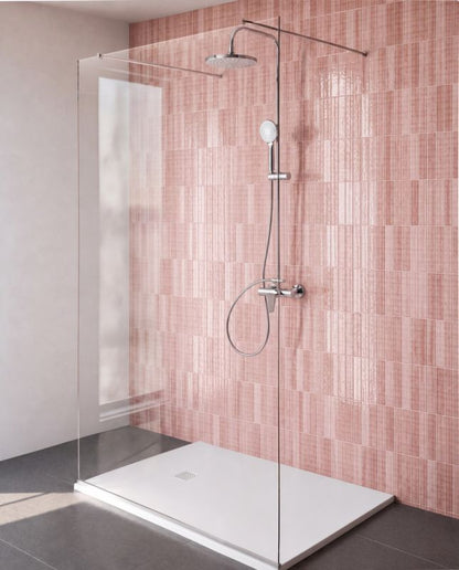 Walk-in Brusevæg i Hærdet Glas 140x195 cm Krom/Transparent | 5063022042132