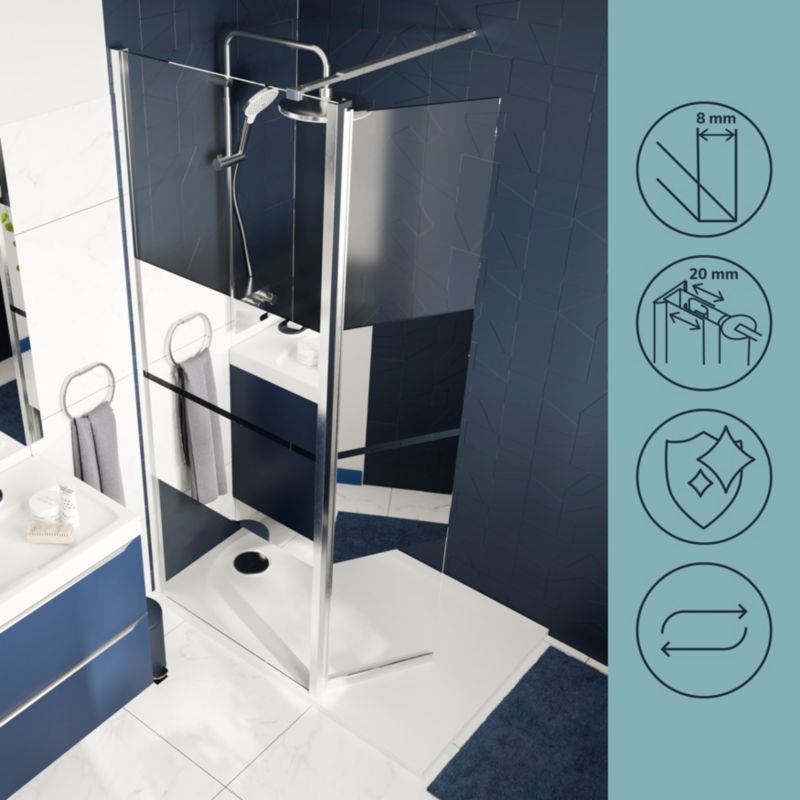 Walk-in Brusevæg Ledava 125 cm Krom Spejlglas