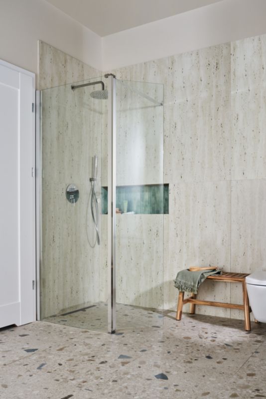 Walk-in Brusekabine 80 + 45 cm Chrom Gennemsigtig