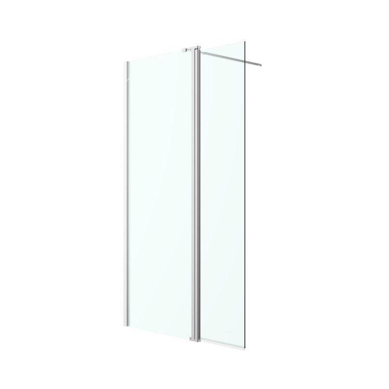 Walk-in Brusekabine 80 + 45 cm Chrom Gennemsigtig