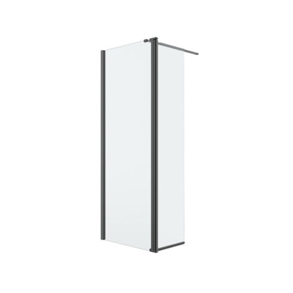 Walk-in Bruseniche 80+45 cm Sort Aluminium Gennemsigtigt Glas