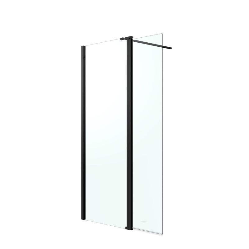 Walk-in Bruseniche 80+45 cm Sort Aluminium Gennemsigtigt Glas