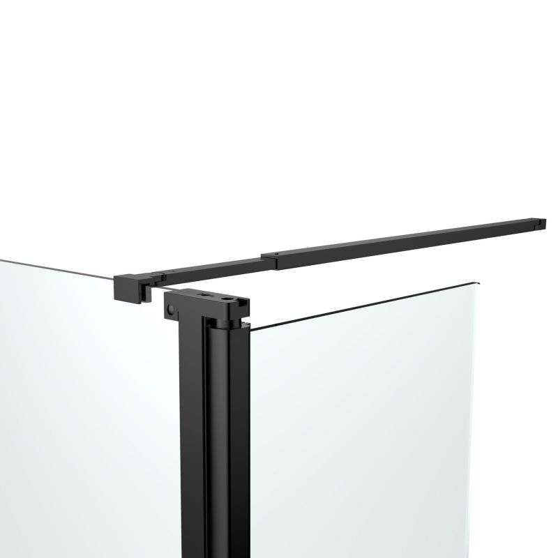 Walk-in Bruseniche 80+45 cm Sort Aluminium Gennemsigtigt Glas