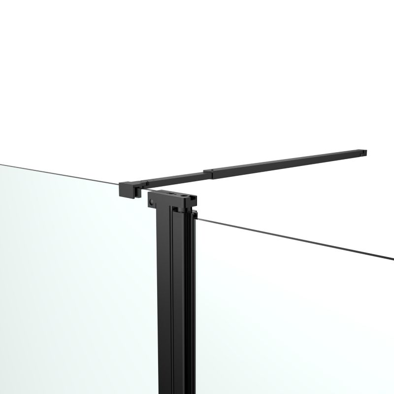 Walk-in Bruseniche 80+45 cm Sort Aluminium Gennemsigtigt Glas