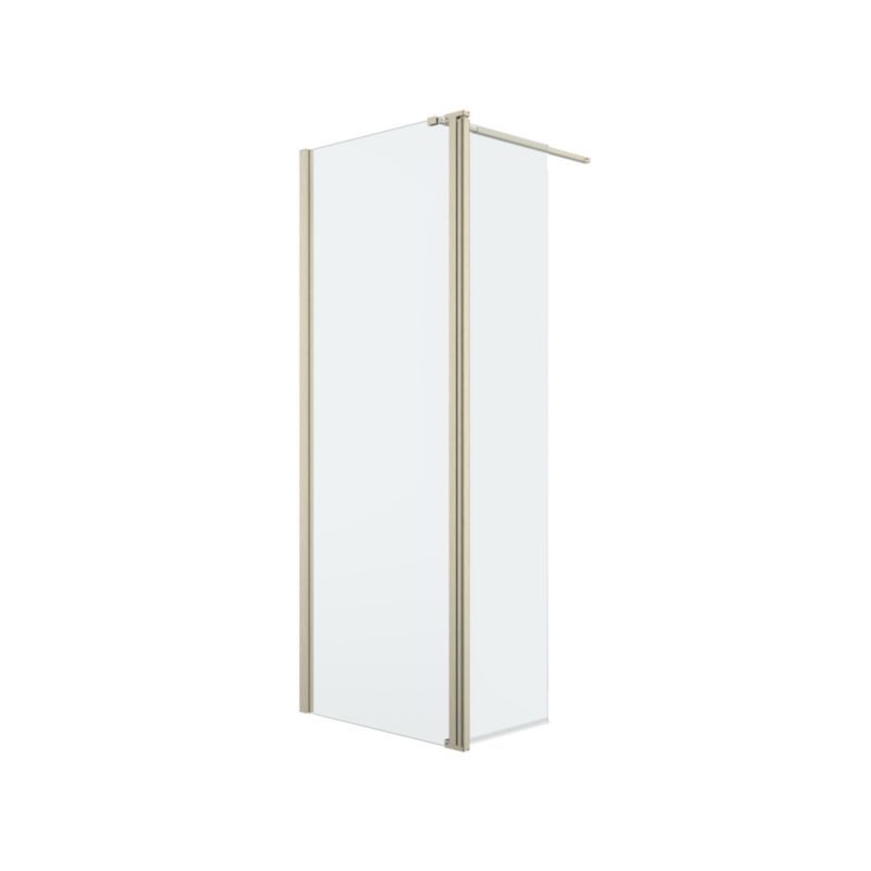 Walk-in Brusevæg 125 cm Guld Børstet med Antikalk Transparent Glas