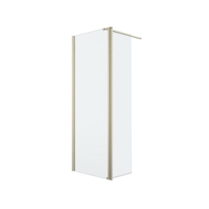 Walk-in Brusevæg 125 cm Guld Børstet med Antikalk Transparent Glas