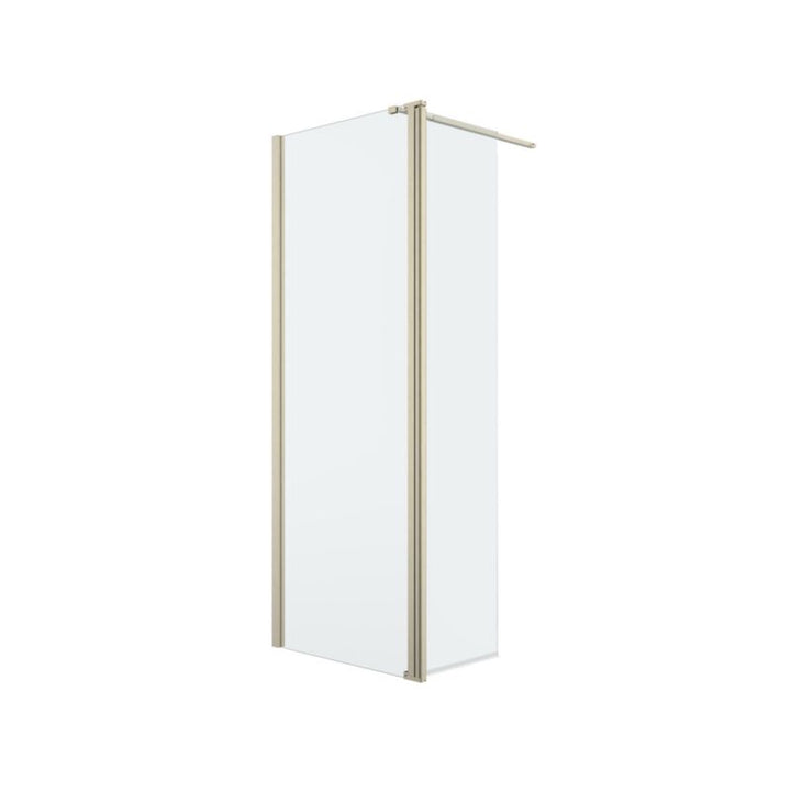 Walk-in Brusevæg 125 cm Guld Børstet med Antikalk Transparent Glas