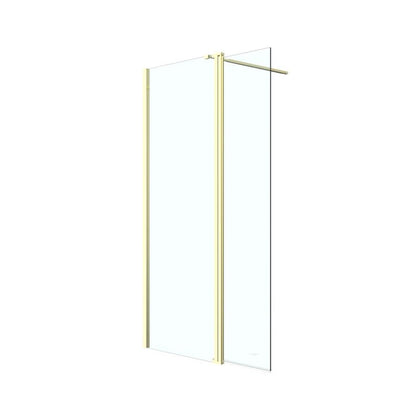 Walk-in Brusevæg 125 cm Guld Børstet med Antikalk Transparent Glas