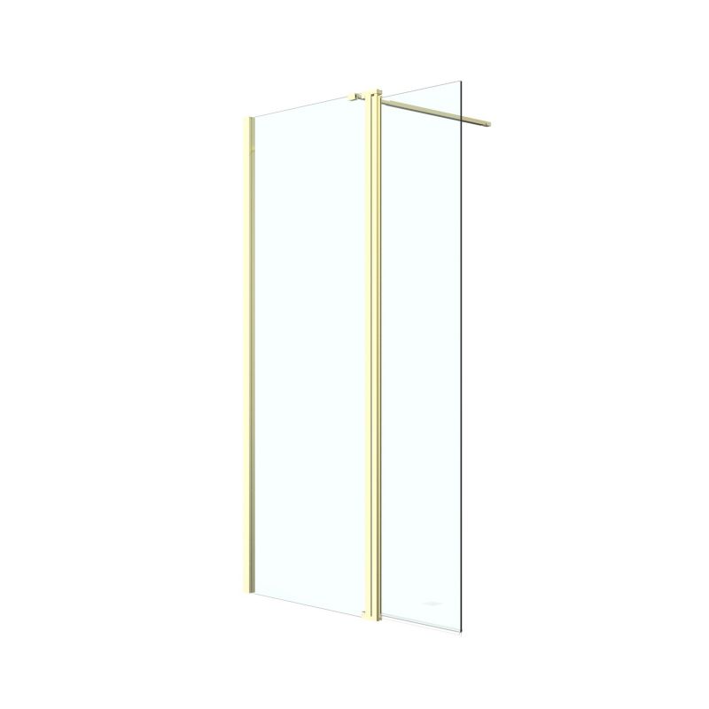 Walk-in Brusevæg 125 cm Guld Børstet med Antikalk Transparent Glas