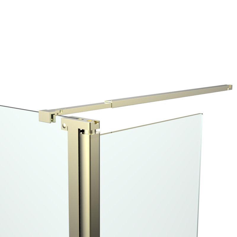 Walk-in Brusevæg 125 cm Guld Børstet med Antikalk Transparent Glas