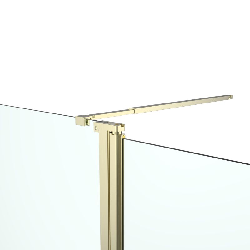 Walk-in Brusevæg 125 cm Guld Børstet med Antikalk Transparent Glas