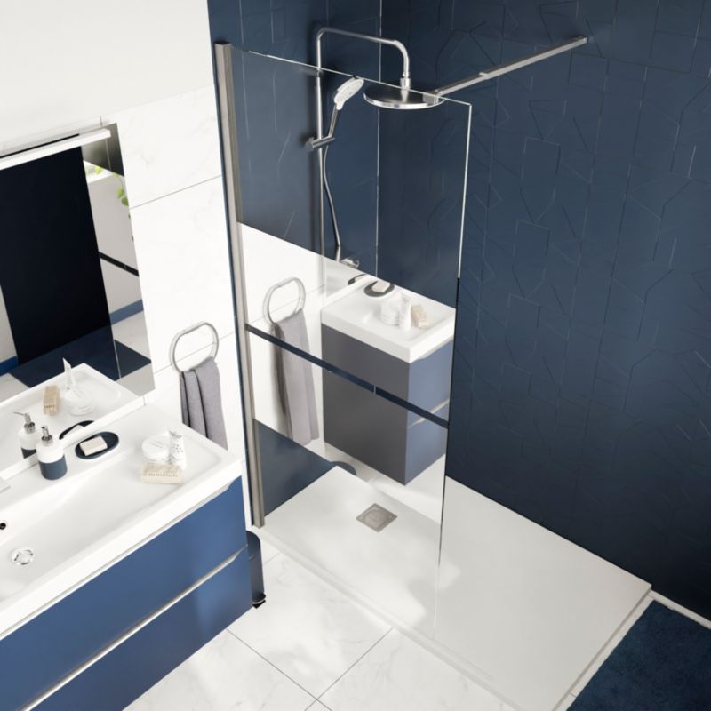 Walk-in Brusevæg 90 cm Krom Spejlglas