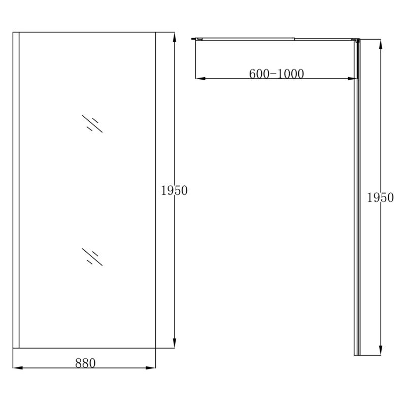 Walk-in Brusevæg 90x200 cm Sort Mat Gennemsigtigt Hærdet Glas