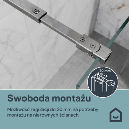 Walk-in Brusevæg Maza 80+40 cm Krom/Transparent