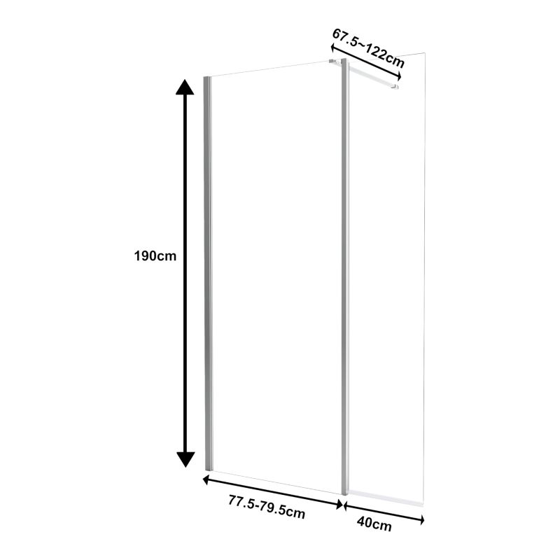 Walk-in Brusevæg Maza 80+40 cm Krom/Transparent