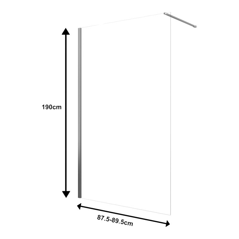 Walk-in brusekabine Maza 90x200 cm Krom/Transparent Hærdet glas