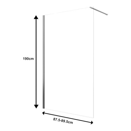Walk-in brusekabine Maza 90x200 cm Krom/Transparent Hærdet glas