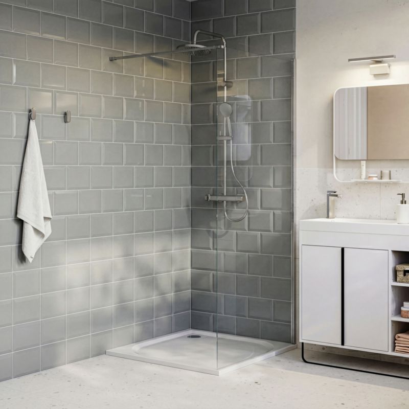 Walk-in brusekabine Maza 90x200 cm Krom/Transparent Hærdet glas
