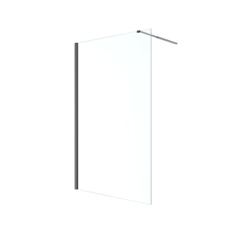 Walk-in Brusekabine 100 cm Sort Ramme Gennemsigtigt Glas