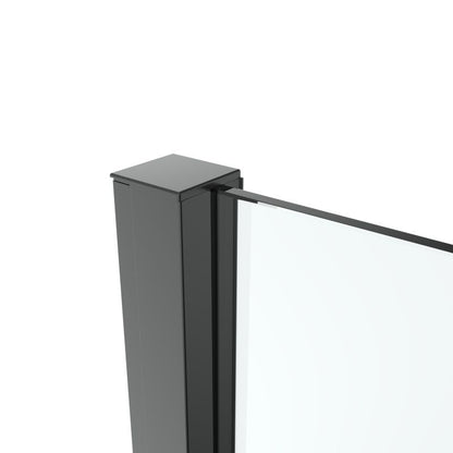 Walk-in Brusekabine 100 cm Sort Ramme Gennemsigtigt Glas
