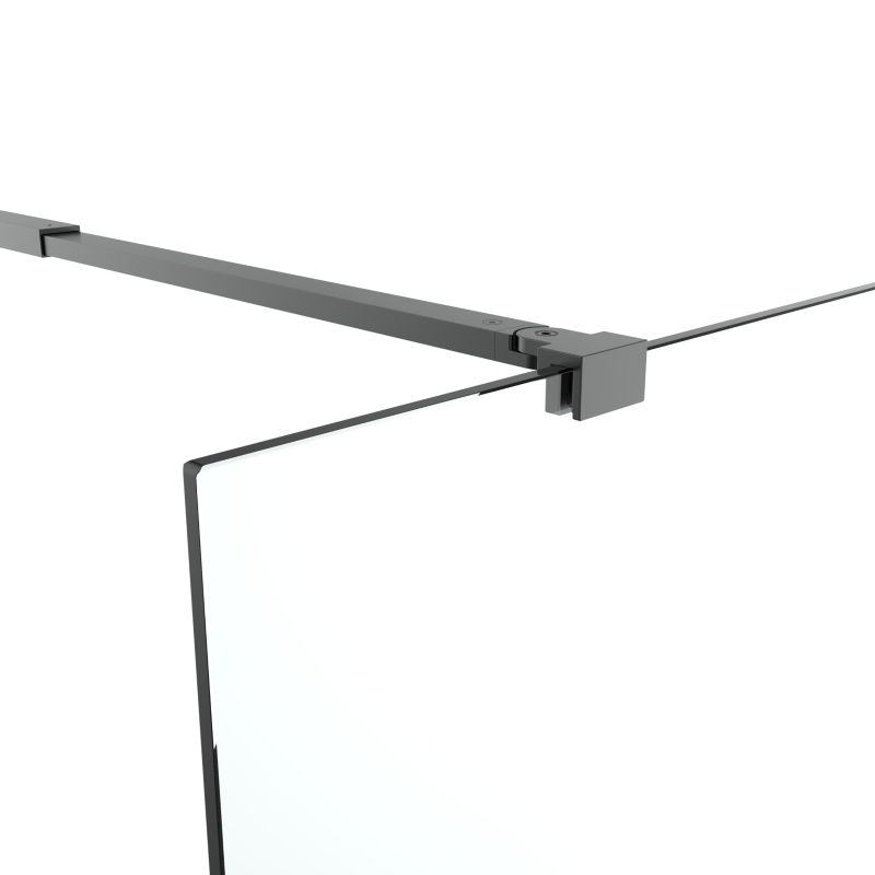Walk-in Brusekabine 100 cm Sort Ramme Gennemsigtigt Glas