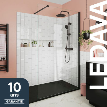 Walk-in Brusekabine 100 cm Sort Ramme Gennemsigtigt Glas