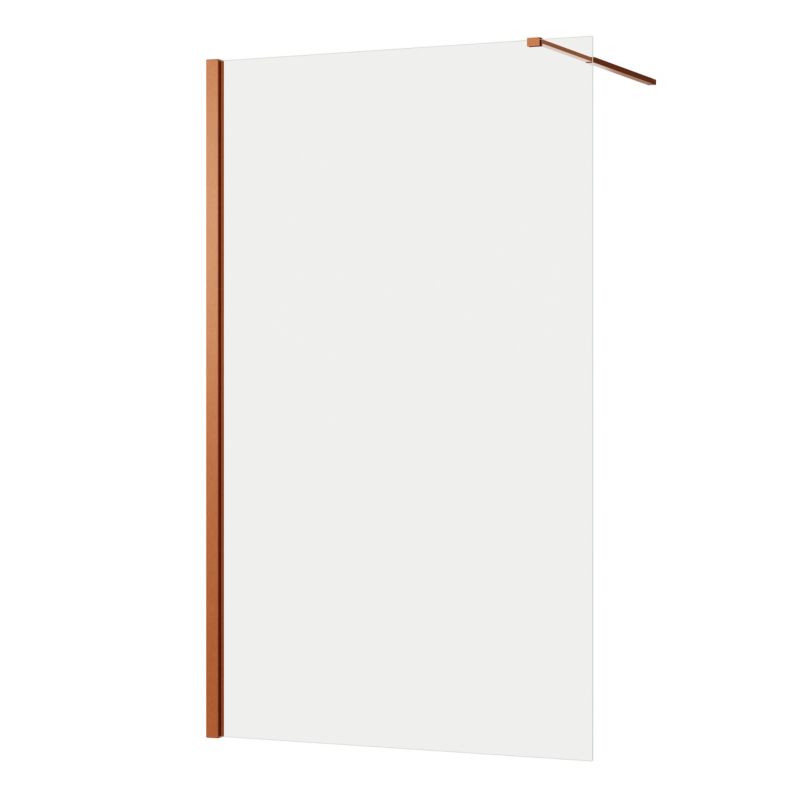 Walk-in Brusevæg 120 cm Mørk Kobber Gennemsigtigt Glas