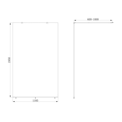 Walk-in Bruseniche 120 cm Sort Gennemsigtigt Glas