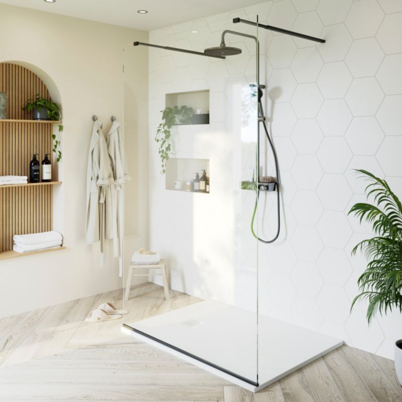 Walk-in Bruseniche 120 cm Sort Gennemsigtigt Glas
