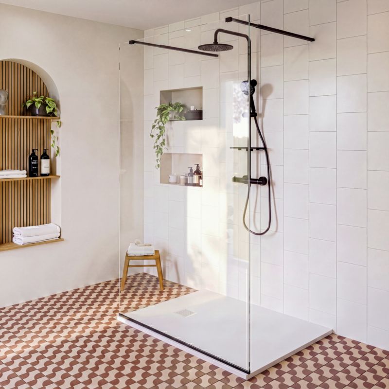 Walk-in Bruseniche 120 cm Sort Gennemsigtigt Glas
