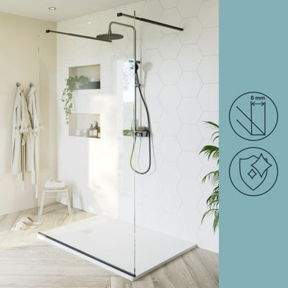 Walk-in Bruseniche 120 cm Sort Gennemsigtigt Glas