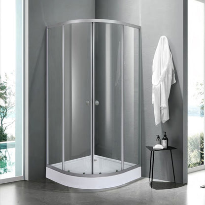 Halvcirkelformet Brusekabine 80x80x192 cm med Brusekar BS-SE-A106