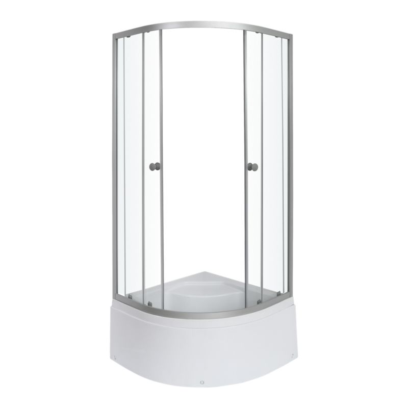 Halvrundt Brusekabine 80x80x197 cm med Høj Bund Sølv Transparent