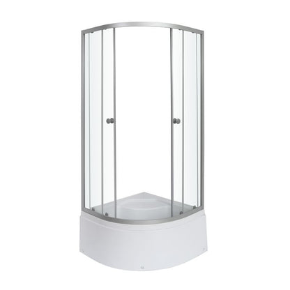 Halvrundt Brusekabine 80x80x197 cm med Høj Bund Sølv Transparent