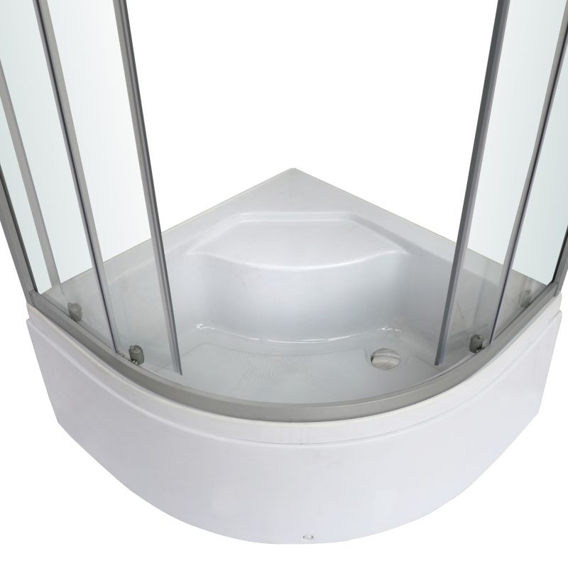Halvrund brusekabine med brusekar Arkell 80 x 80 x 35 cm krom/transparent