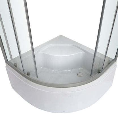 Halvrund brusekabine med brusekar Arkell 80 x 80 x 35 cm krom/transparent