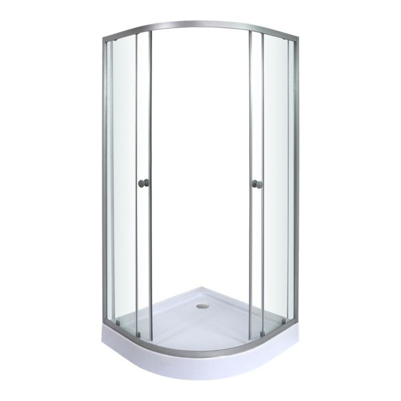 Halvrund Brusekabine med Bundkar 90x90 cm Transparent