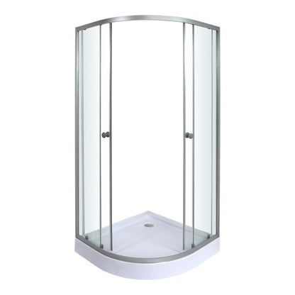 Halvrund Brusekabine med Bundkar 90x90 cm Transparent