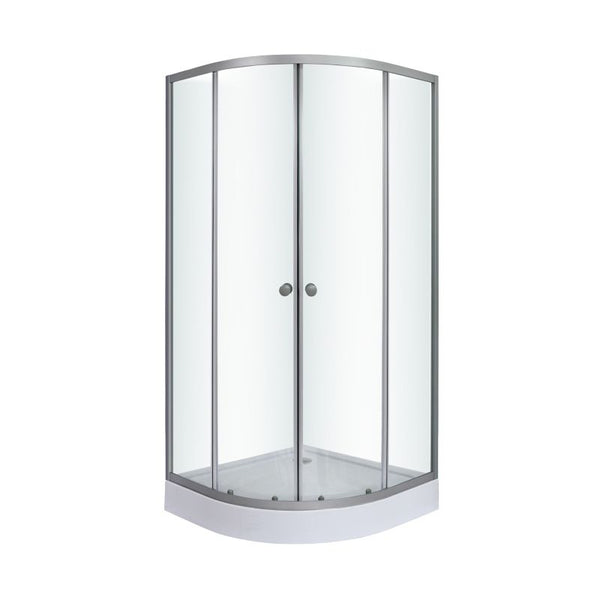 Halvrund Brusekabine med Bundkar 90x90 cm Transparent