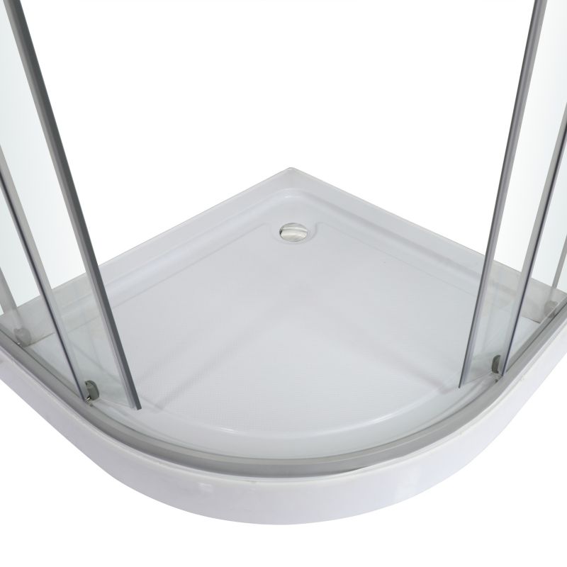 Halvrund Brusekabine med Bundkar 90x90 cm Transparent