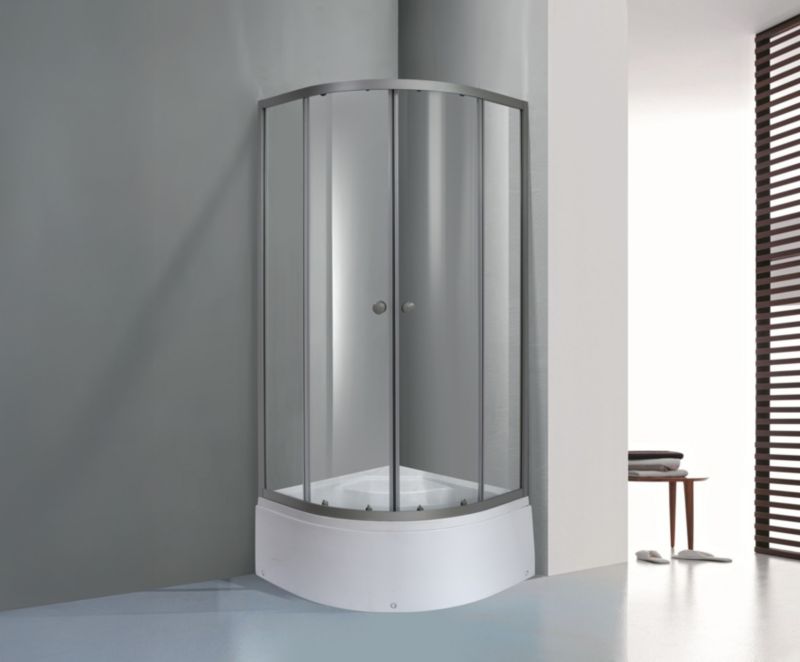 Halvrundt Brusekabine 90x90 cm med Høj Bakke Transparent | BS-SE-A109