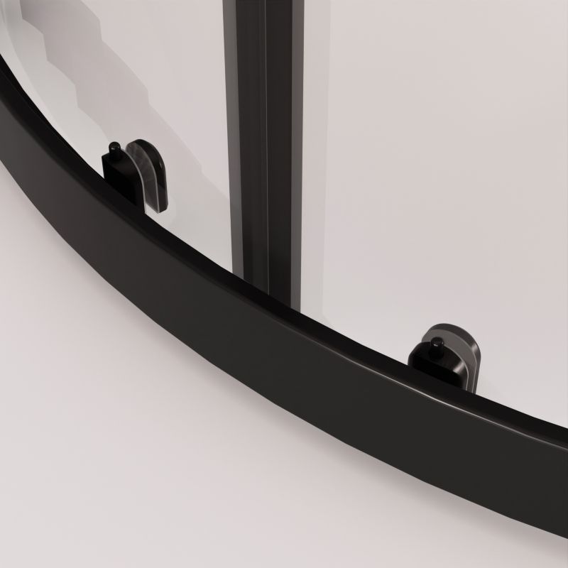 Halvrund brusekabine med lav brusebund Durasan Maxima 90 cm sort