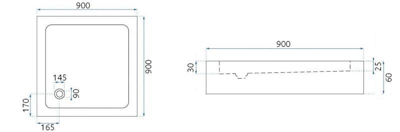 Bruse Kabine Med Bundkar City 90x90x190 cm Børstet Guld + Savoy Hvid Bundkar