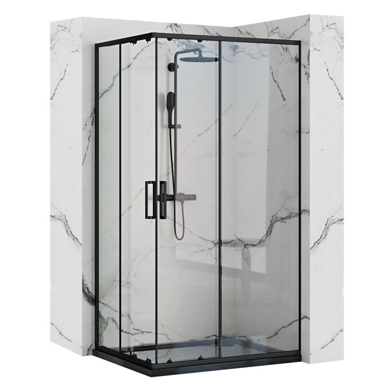 Kabinebruser Med Bundkar Rektangulær 80x100x190 cm Sort