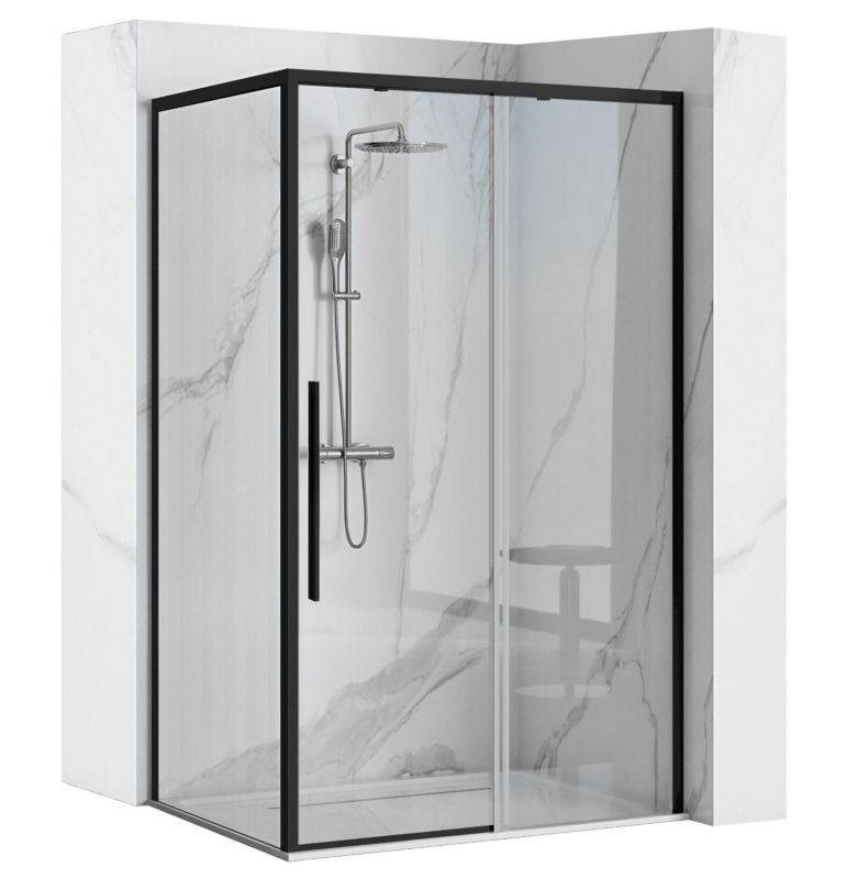 Rea Solar Brusekabine 80x100x195 cm Sort med Hvidt Bundkar