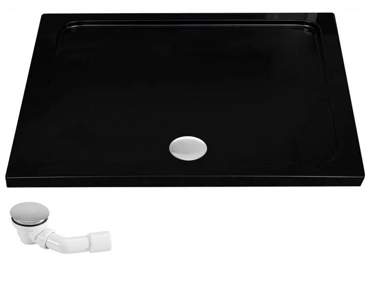 Rea Solar Brusekabine 80x100x195 cm Sort med Hvidt Bundkar