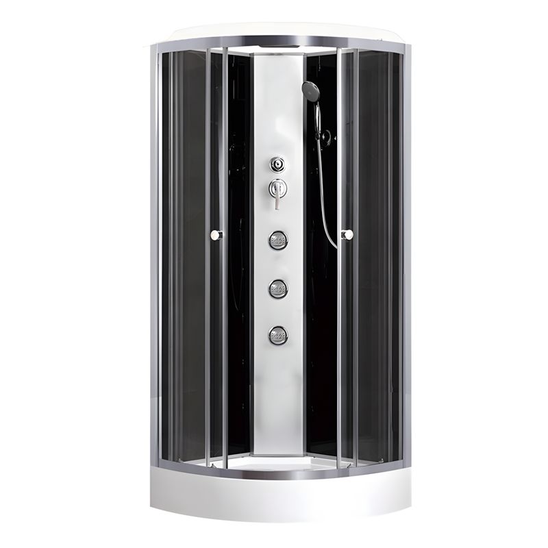 Halvrund Brusekabine med Hydromassage 80x80 cm Transparent Glas Satinaluminium